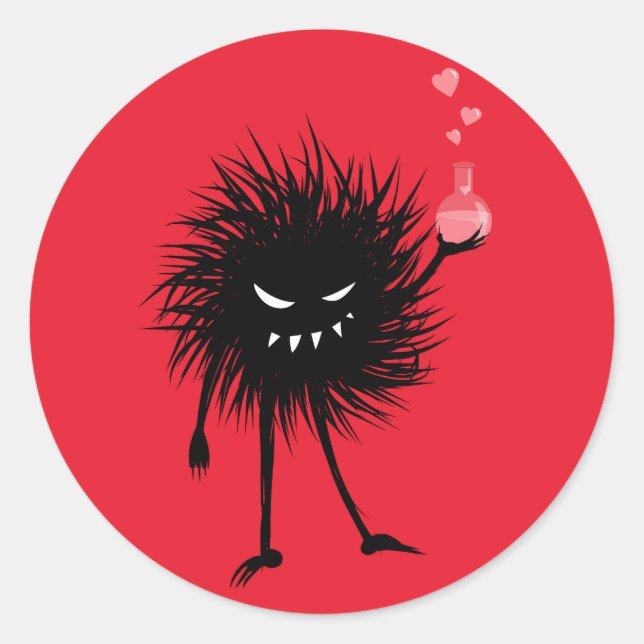 Cute Evil Character Love Potion Classic Round Sticker (Front)