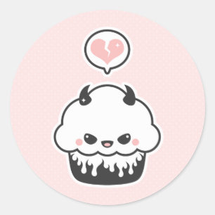 Cute Evil Cupcake Classic Round Sticker