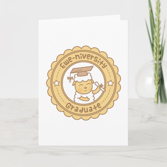 Cute Ewe University Graduate Sheep Pun Humour Card (Front)