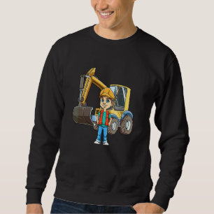 Cute Excavator Boy  Kid Site Manager Construction  Sweatshirt