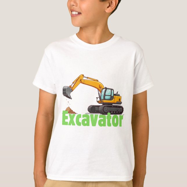 Cute Excavator Kids T-Shirt (Front)