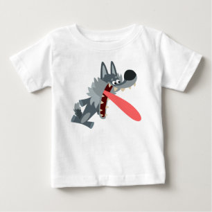 Cute Excited Cartoon Wolf Baby T-Shirt