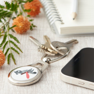 Cute Excited Cartoon Wolf Metal Keychain