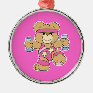Cute Exercise Fitness Aerobics bear Metal Tree Decoration