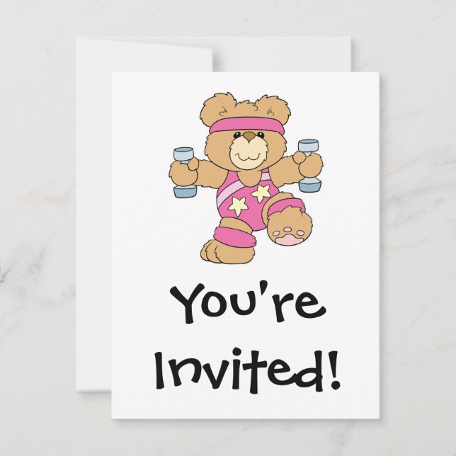 Cute Exercise Fitness bear Invitation (Front)