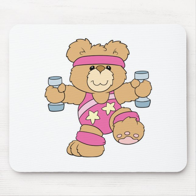 Cute Exercise Fitness bear Mouse Mat (Front)