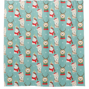 Cute Exotic Christmas Animals Shower Curtain
