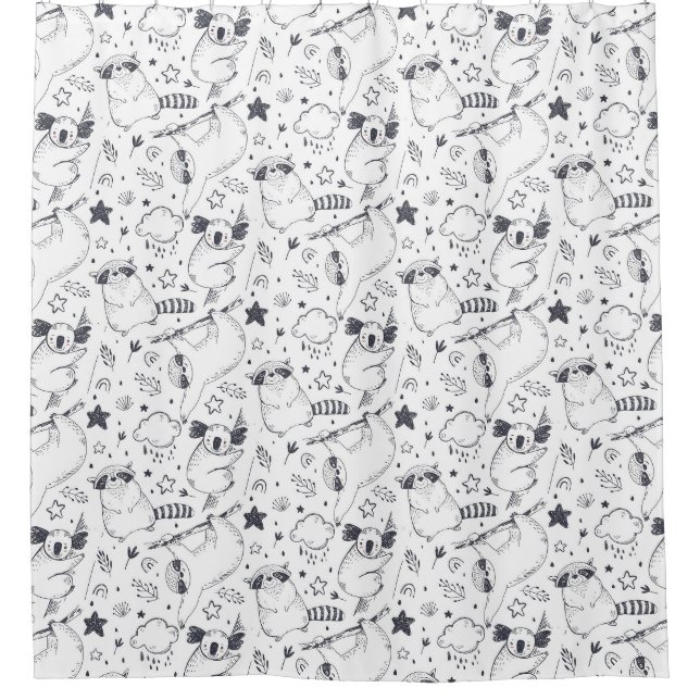 Cute Exotic Christmas Animals Shower Curtain (Front)