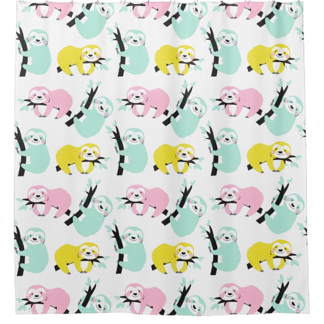 Cute Exotic Christmas Animals Shower Curtain (Front)