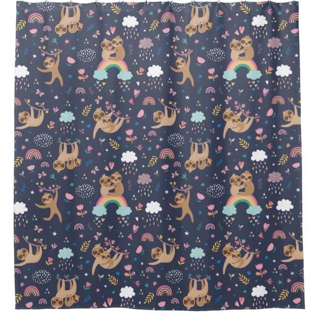 Cute Exotic Christmas Animals Shower Curtain (Front)