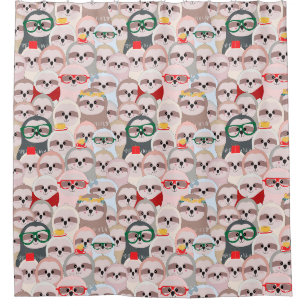 Cute Exotic Christmas Animals Shower Curtain