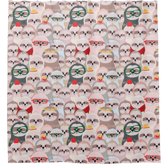 Cute Exotic Christmas Animals Shower Curtain (Front)