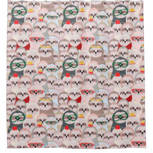 Cute Exotic Christmas Animals Shower Curtain