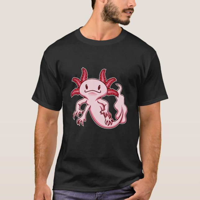 Cute Exotic Pet Axolotl Design T-Shirt (Front)