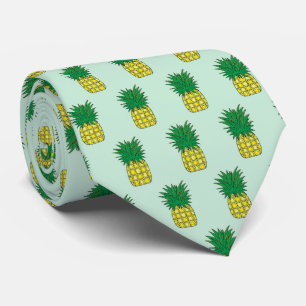 Cute Exotic Pineapple Pattern Yellow Green Design Tie
