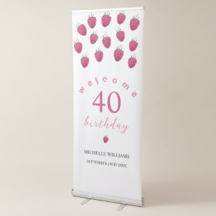 Cute Exotic Raspbery Birthday Retractable Banner