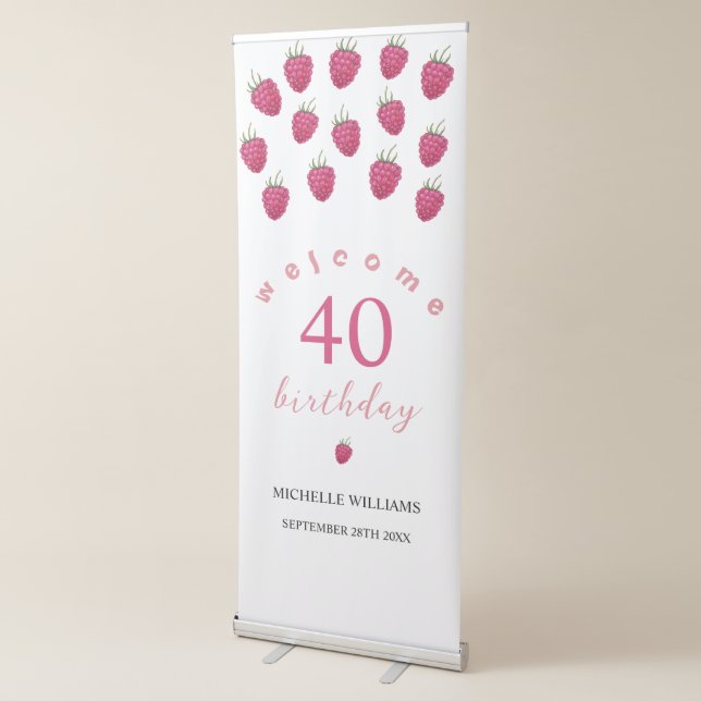 Cute Exotic Raspbery Birthday Retractable Banner (3/4)