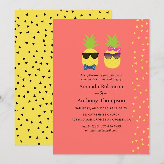 Cute exotic tropical summer Beach Wedding Invitation (Front/Back)