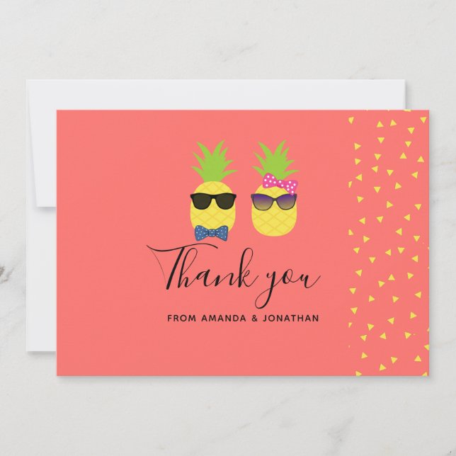 Cute exotic tropical summer Beach Wedding Thanks Thank You Card (Front)