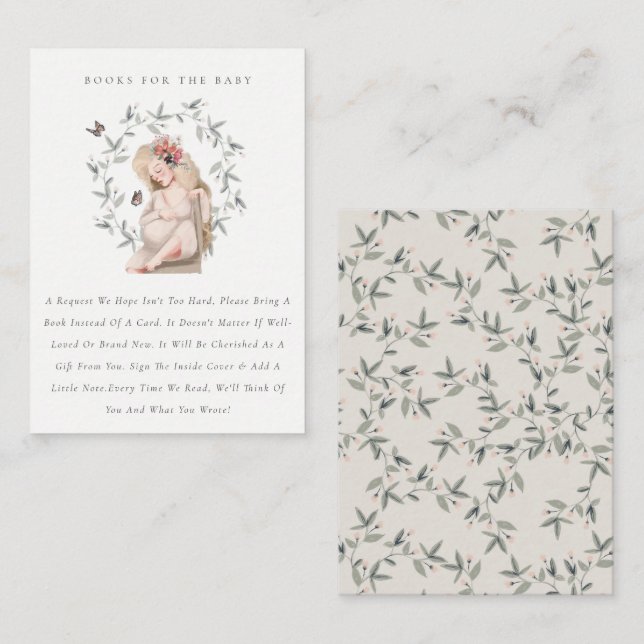 Cute Expectant Women Foliage Books For Baby Shower Enclosure Card (Front/Back)