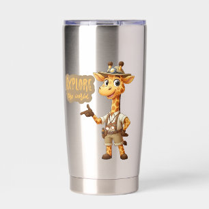 Cute Explorer Giraffe on safari Insulated Tumbler