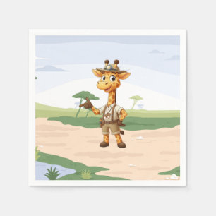 Cute Explorer Giraffe on safari Napkin