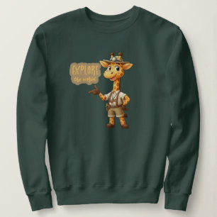 Cute Explorer Giraffe on safari Sweatshirt