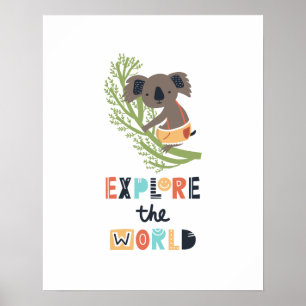 Cute Exploring Koala Kids Poster