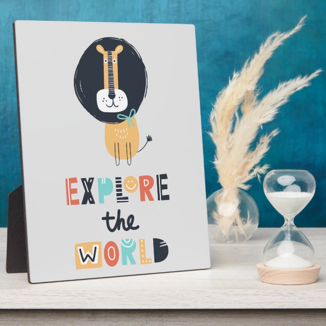 Cute Exploring Lion Plaque (Side)