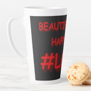 Cute Expression Design "BEAUTIFUL LOVE". Buy Now Latte Mug