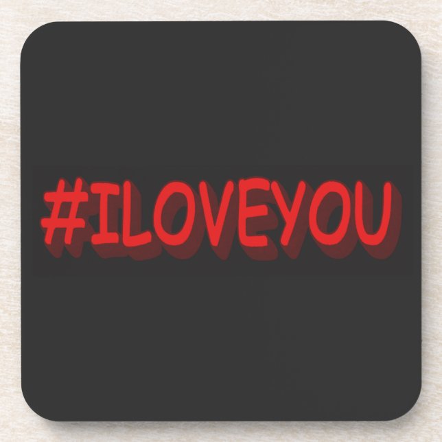 Cute Expression Design "#ILOVEYOU". Buy Now Coaster (Front)