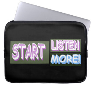 Cute Expression Design "Listen More". Buy Now Laptop Sleeve