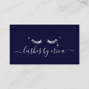 Cute Eyelash Extensions Lashes Makeup Artist Navy Business Card
