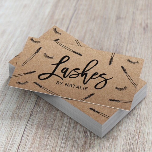 Cute Eyelash Extensions Makeup Artist Rustic Kraft Business Card (Creator Uploaded)