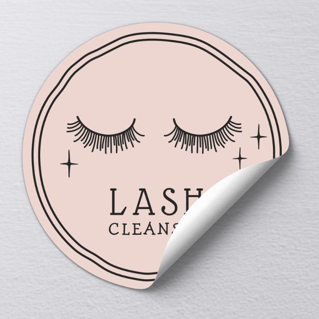 Cute Eyelash Girly Blush Pink Salon Lash Cleanser Classic Round Sticker (Creator Uploaded)