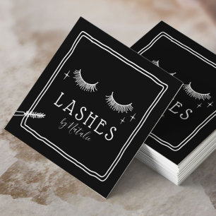 Cute Eyelash Makeup Artist Chic Black Beauty Salon Square Business Card