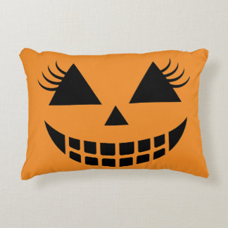 Cute Eyelash Pumpkin Face Halloween Accent Pillow