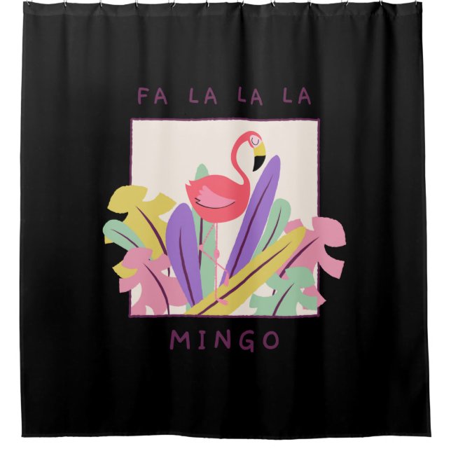 Cute Fa La La Mingo Christmas Falala Snow Flamingo Shower Curtain (Front)