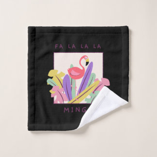 Cute Fa La La Mingo Christmas Falala Snow Flamingo Wash Cloth