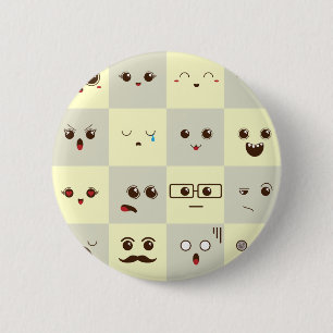 Cute face 6 cm round badge