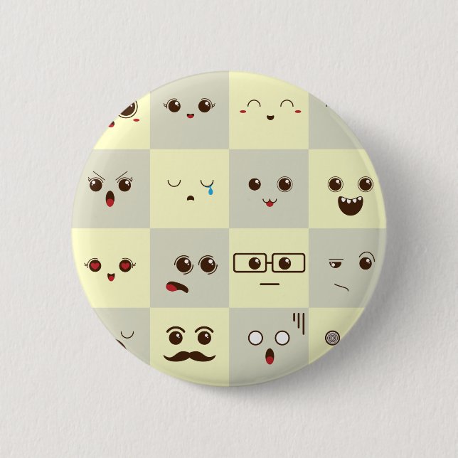 Cute face 6 cm round badge (Front)