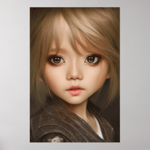 Cute face big eyes toddler girl boy 2 poster