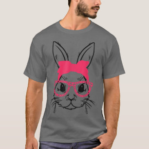 Cute Face Bunny Rabbit Glasses Bandana Happy Easte T-Shirt