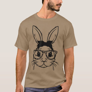 Cute Face Bunny Rabbit Glasses Women Girl Happy Ea T-Shirt