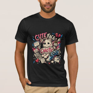 CUTE FACE, CHAOTIC SOUL – Cute Cat Y2K Chaos T-Shirt