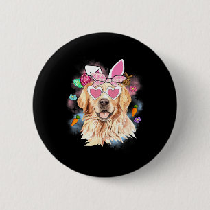 Cute Face Golden Retriever Happy Easter Animal Dog 6 Cm Round Badge