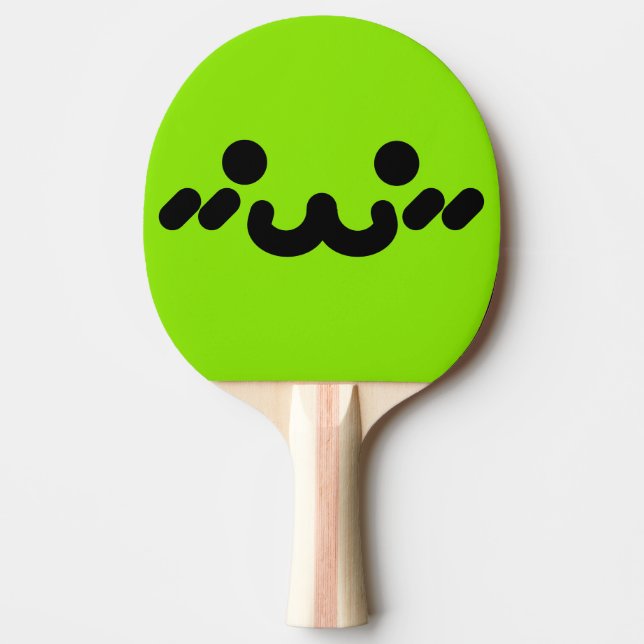 Cute Face Green Ping Pong Paddle (Front)