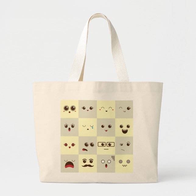 Cute face large tote bag (Front)
