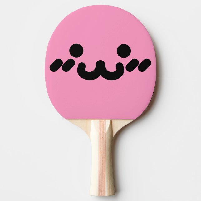 Cute Face Light Pink Ping Pong Paddle (Front)