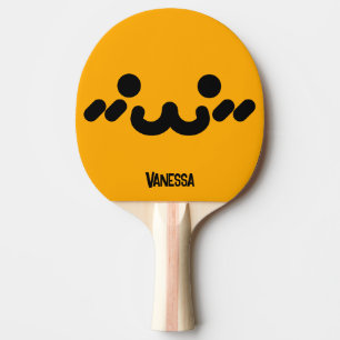 Cute Face Orange with Name Ping Pong Paddle
